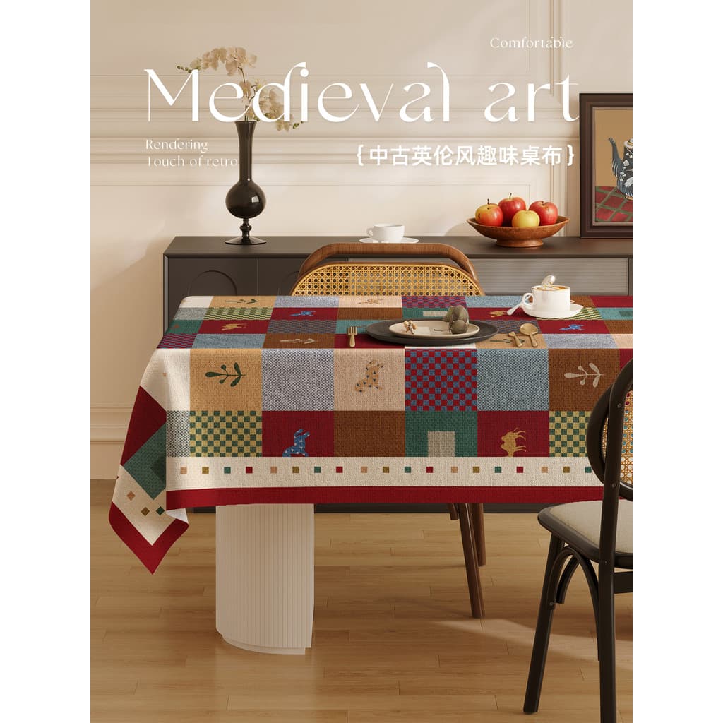 Toalha de mesa estilo britânico Medieval, 2025, descartável, à prova d'água, à prova de óleo, Anti-escaldante, imitação