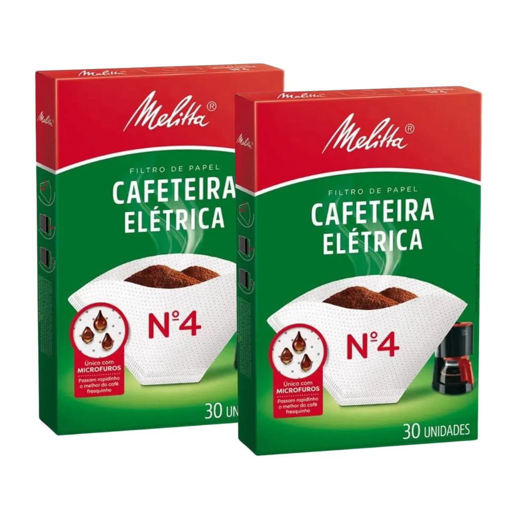 Kit com 2 Filtro de Papel Melitta Cafeteira Elétrica N4 30un