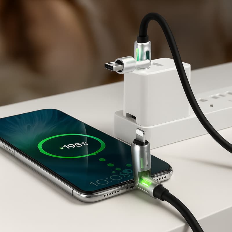 Cabo Carregador 4 em 1 USB Tipo-C + Lightning Transferência Rápida Carregamento Turbo