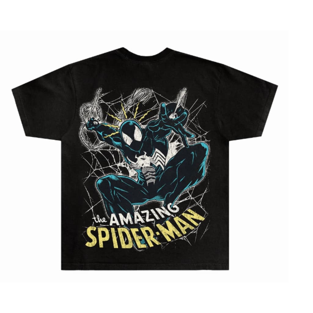 Camiseta Masculina Plus Size Em Puro Algodão Com Estampa Do Homem-Aranha Em Estilo Escuro