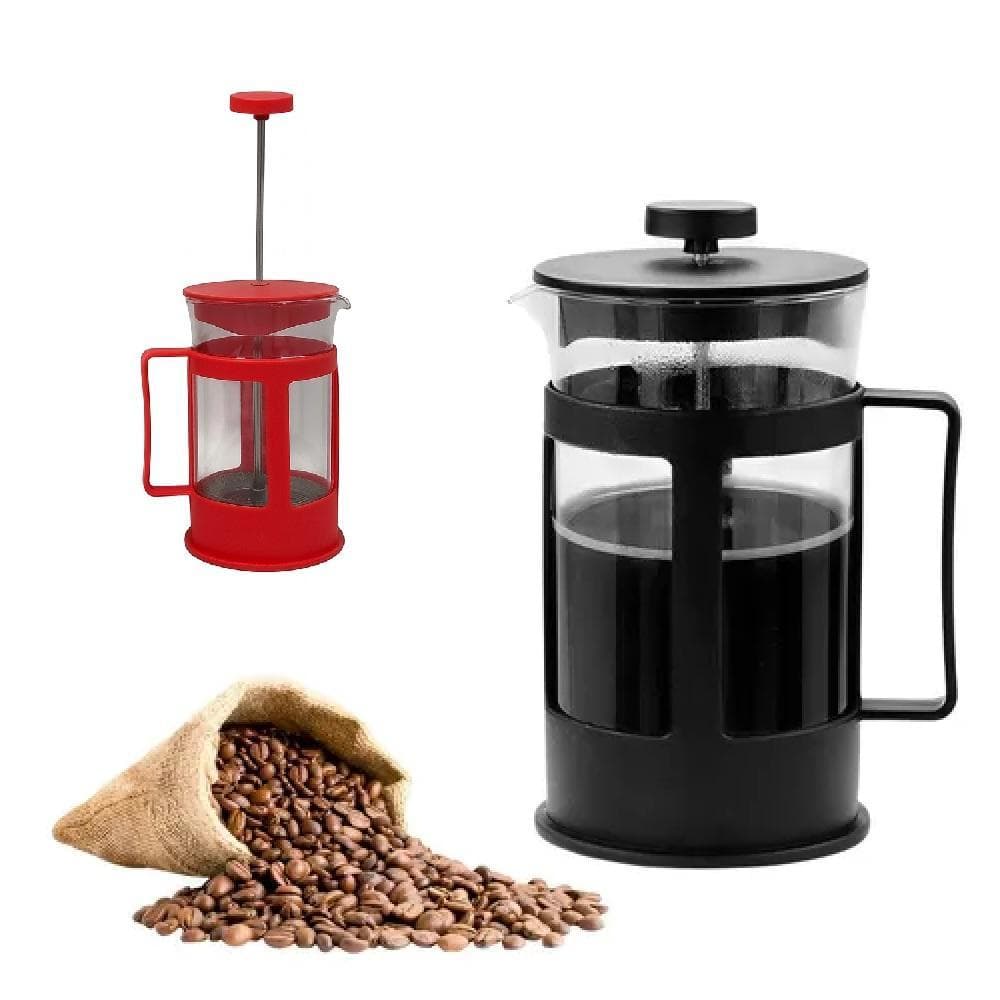 CAFETEIRA FRANCESA PRENSA INOX CREMEIRA VIDRO JARRA CHA CAFE CREMOSO MANUAL COADOR FILTRO 350ML FRENCH PRESS