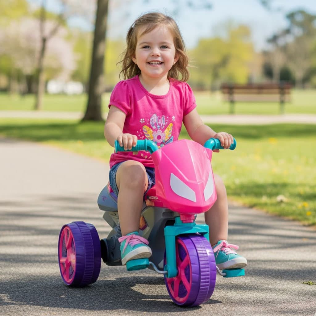Triciclo Infantil Quadriciclo Motinha Moto Carrinho De Passeio Grande Rosa Menina Pedal de Aço Resistente