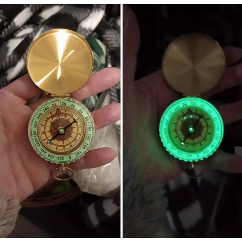 Bússola de Navegação Feita de Cobre Iluminação Retro Dispositivo de Navegação Portátil Cor Bronze