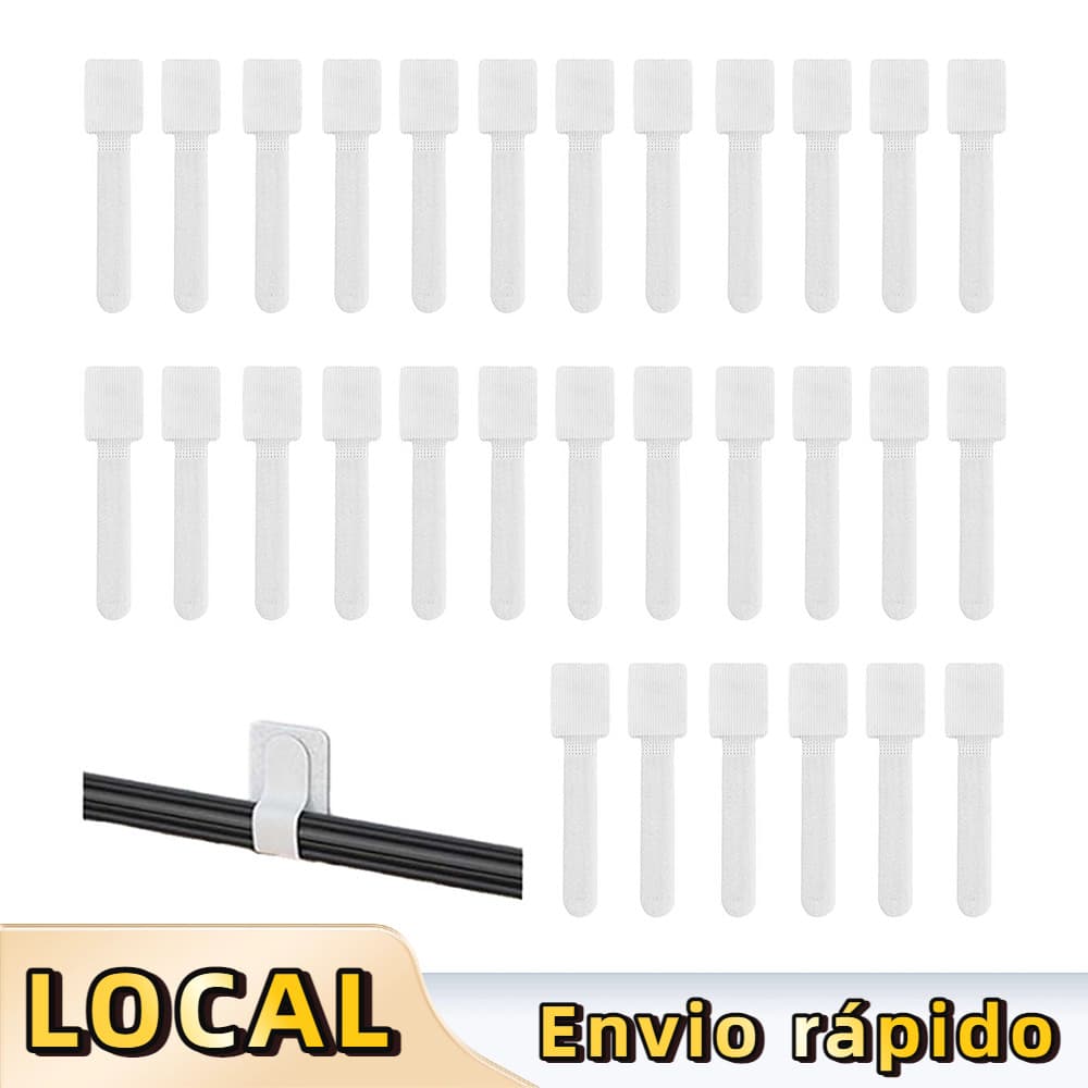Velcro 30 peças pacote 30x90mm Material de Nylon poliéster branco durável para gerenciamento de fios