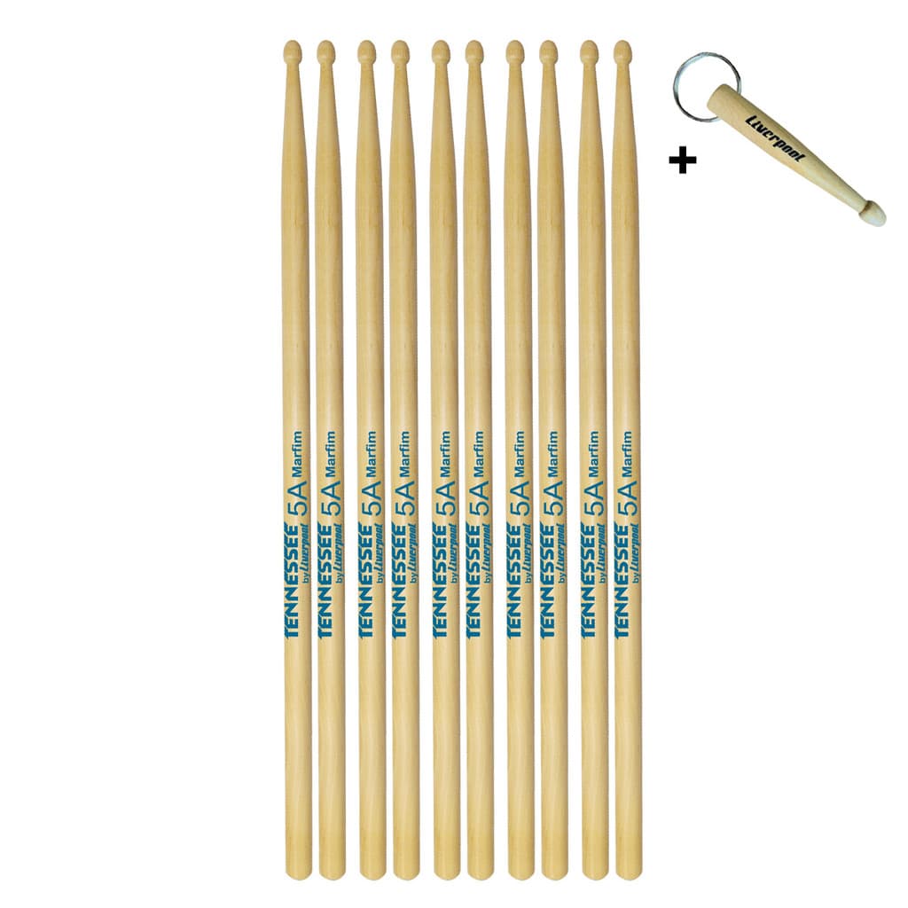 Kit Baquetas 5 Pares Tennessee Marfim Liverpool + Brinde