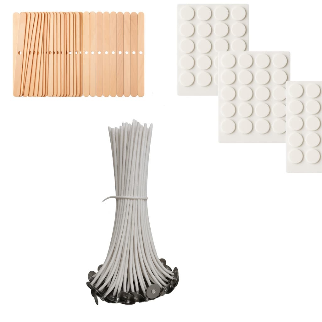 Kit Pavio Vela Decorativa Parafinada 3mm 18CM 50 Uns + 50 Adesivos Dupla face + 25 Centralizadores