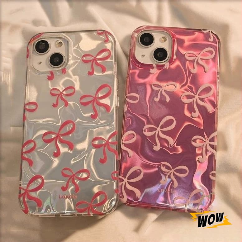 Capinha Capa Para Samsung Galaxy S21 S20 S23 FE S22 S23 S24 Plus Ultra Adorável Arco Nó Ondulação Brilho