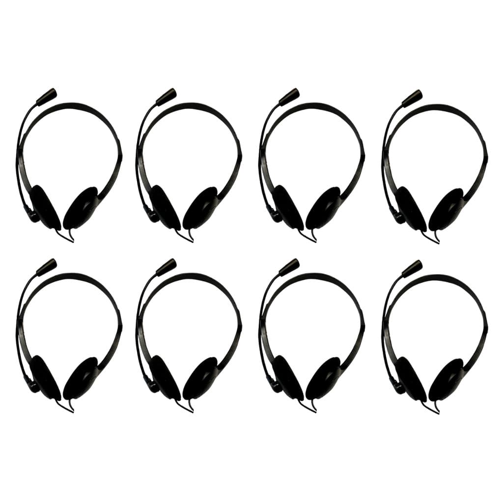 Kit com 8 Headsets Office Usb Adaptador Usb-C Preto Bright
