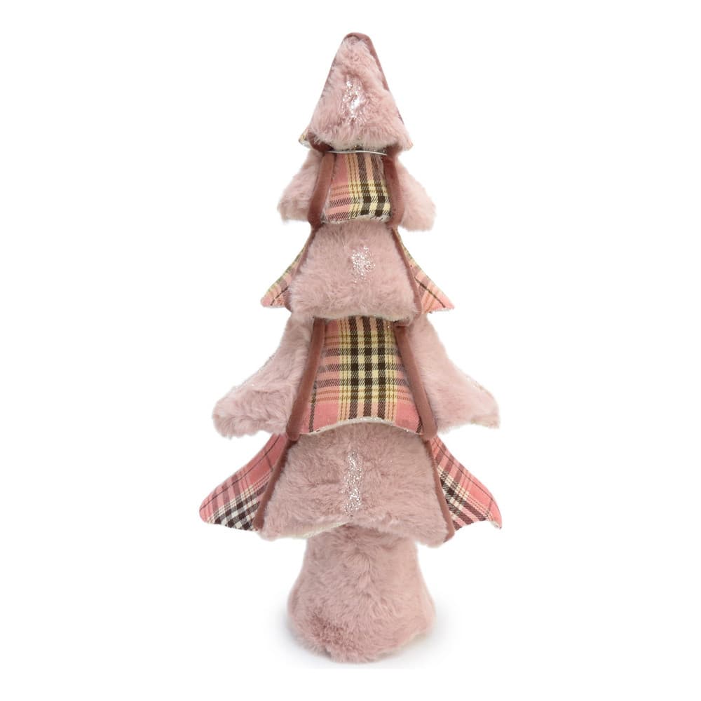 Arvore De Natal Em Pelucia Rosa E Xadrez 42cm Xmas Fashion