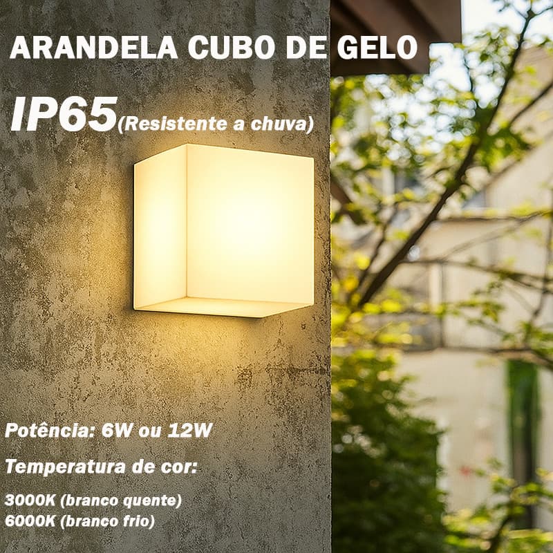 Arandela LED Cubo de Gelo IP65 em ABS Bivolt Áreas Externas