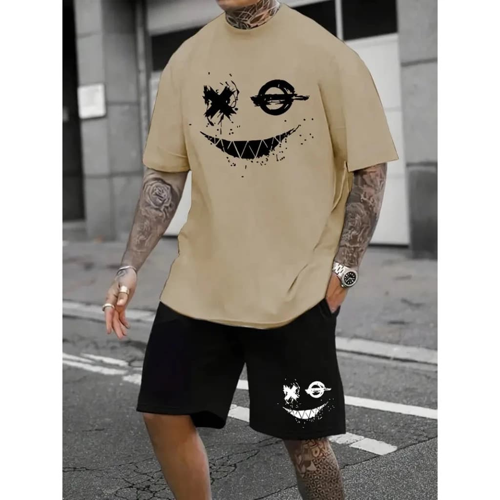 conjunto camiseta camisa algodao 30.1 e bermuda tectel Smile