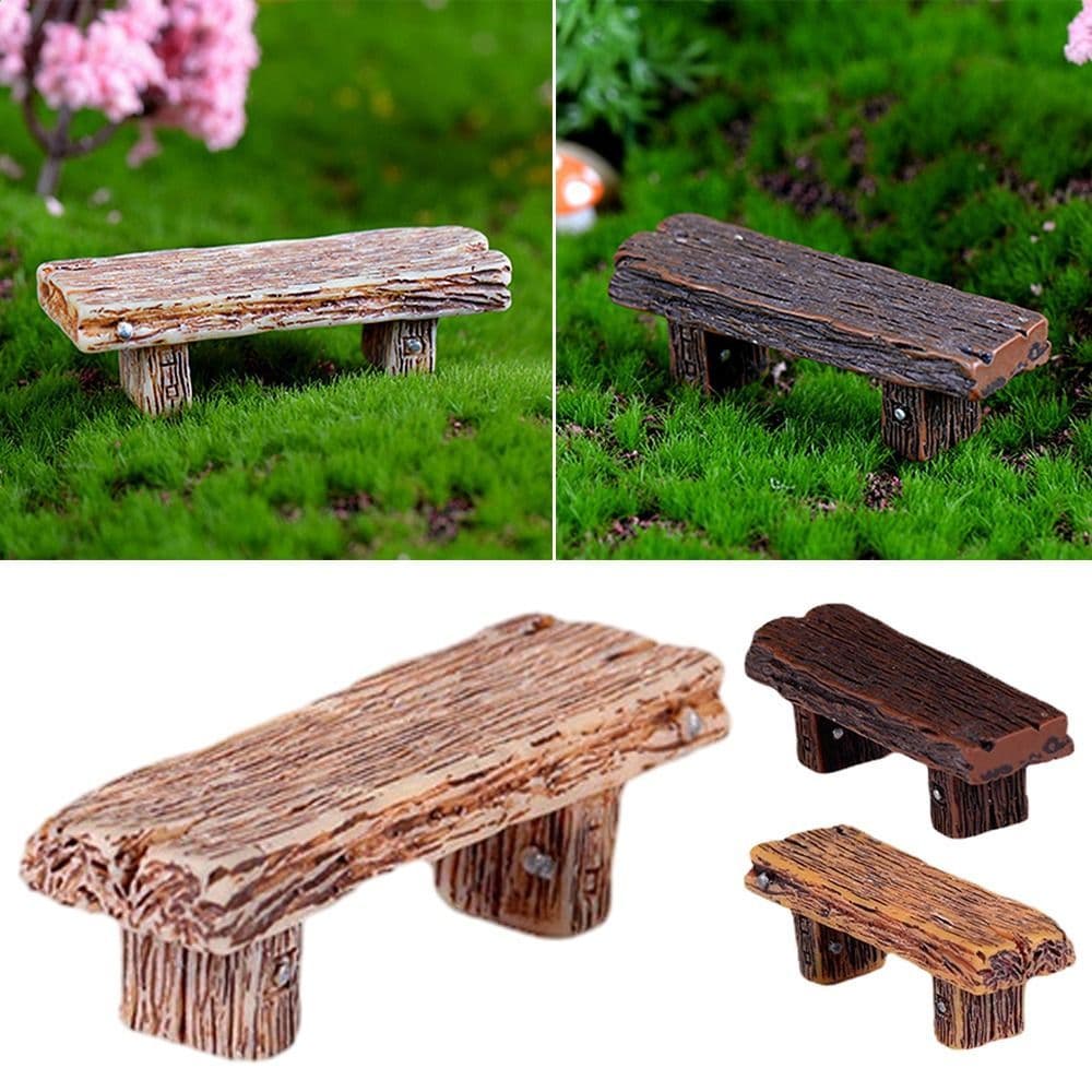 DIY Boneca Mini Cadeira De Madeira Romântico Conto De Fadas Jardim Suculento Bonsai Casal Parque Banco Ornamento