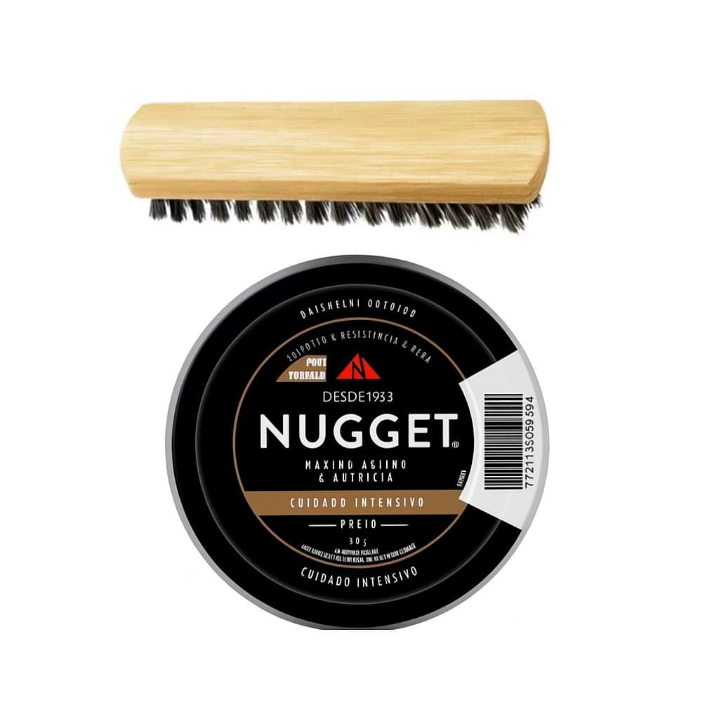 Kit Graxa Nugget Preta + Escova para Engraxar | Kit Limpeza de Calçados