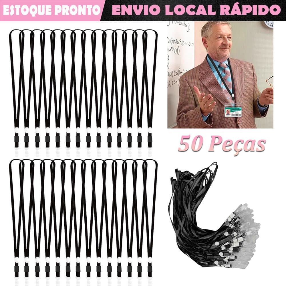 50pçs preto Cordões para crachás de identificação cordão para crachá de identificação estudantes participantes