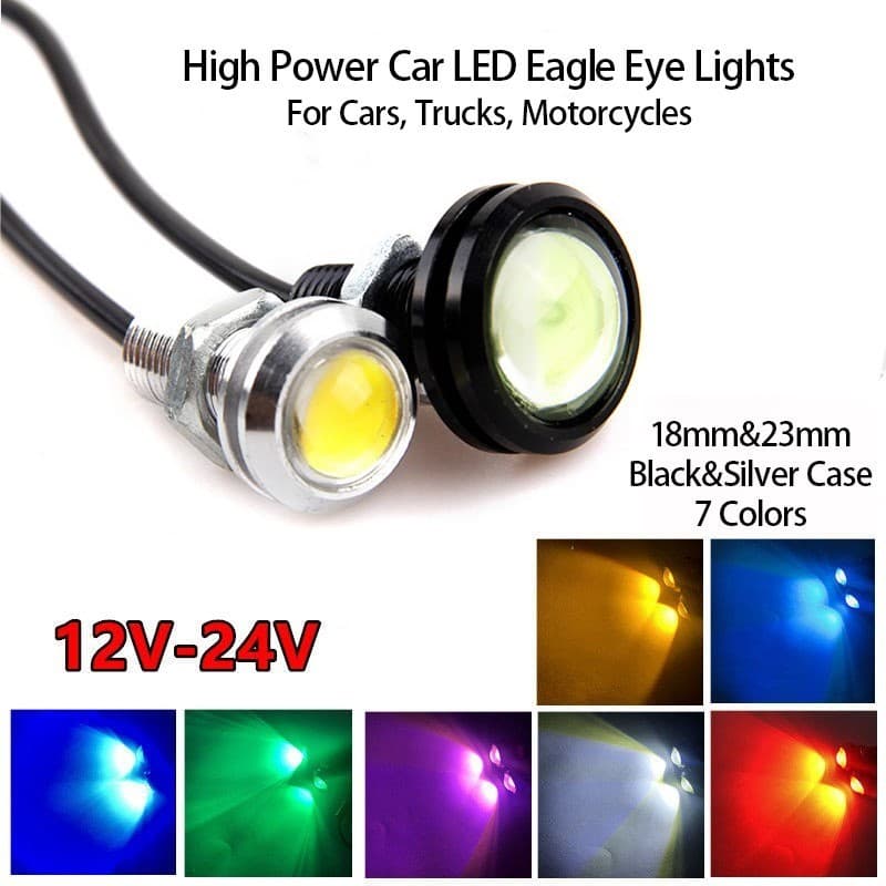 12V 23MM/18MM LED Olho De Águia Luz Carro Nevoeiro DRL Luzes De Sinal De Estacionamento Reverso Diurno Lâmpadas De Alta