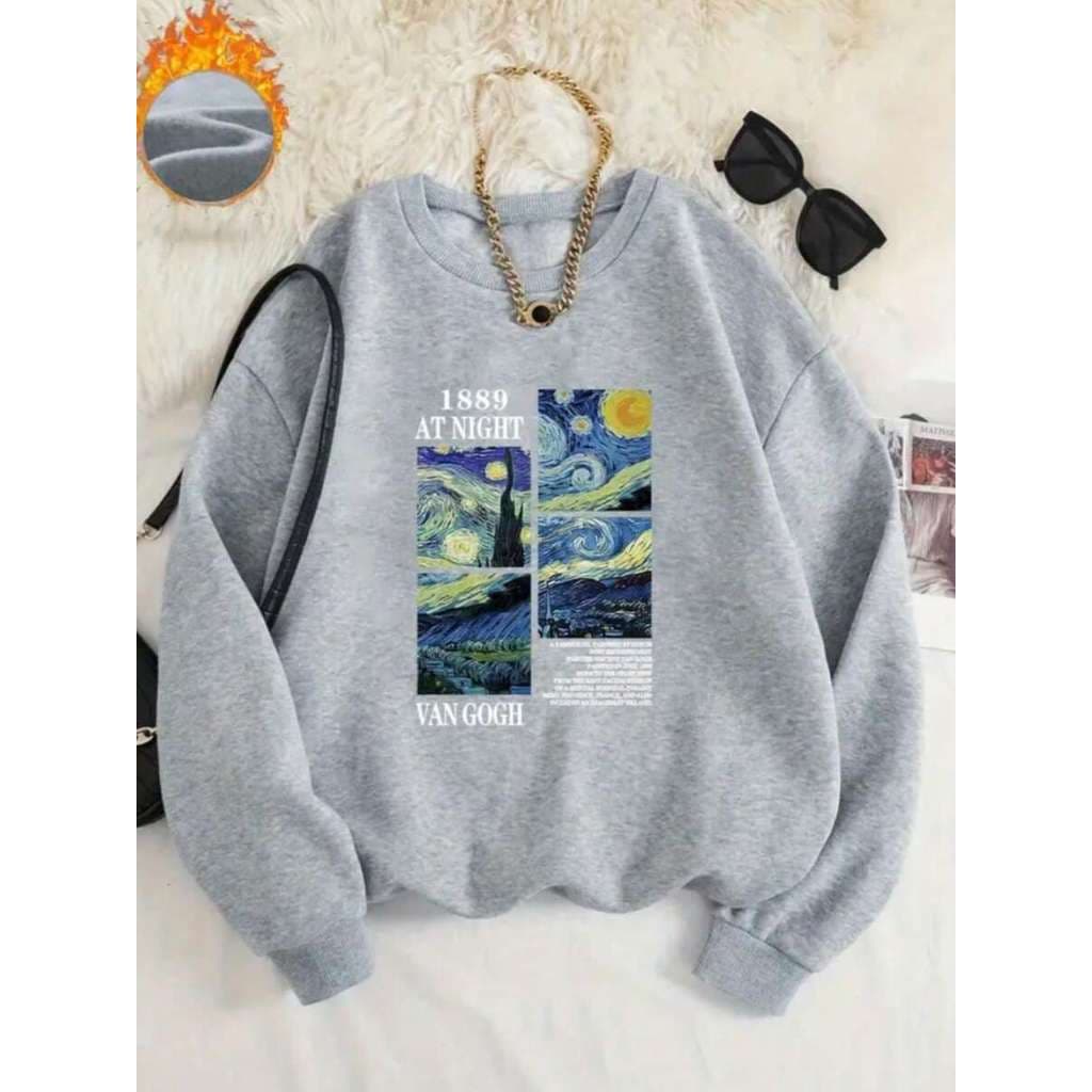 Blusa Moletom Gola Redonda Algodão Confortável Inverno Blusa de Frio Dia a Dia Modelo: "At Night Van Gogh"  Lançamento