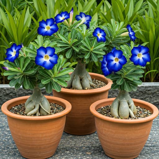 Rosa do Deserto Azul Celestial – Adenium Obesum Enxertado – Coleção Exclusiva (3 sementes)