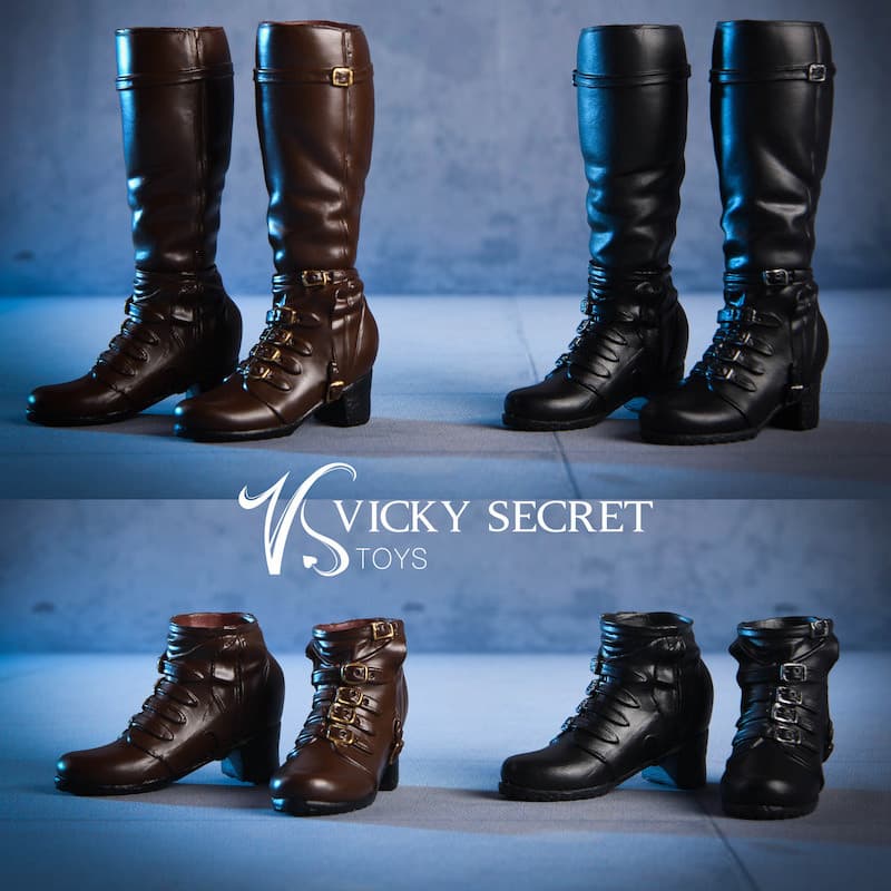 Pronto estoque vstoys 18X02 Botas curtas longas de dupla utilização Botas de combate Botas de couro da moda 1/6 Sapatos