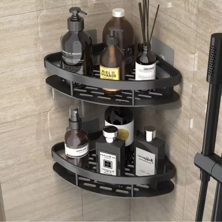 Kit 2 Prateleiras Móveis Banheiro Organizadora Canto Suporte Rack Porta Shampoo