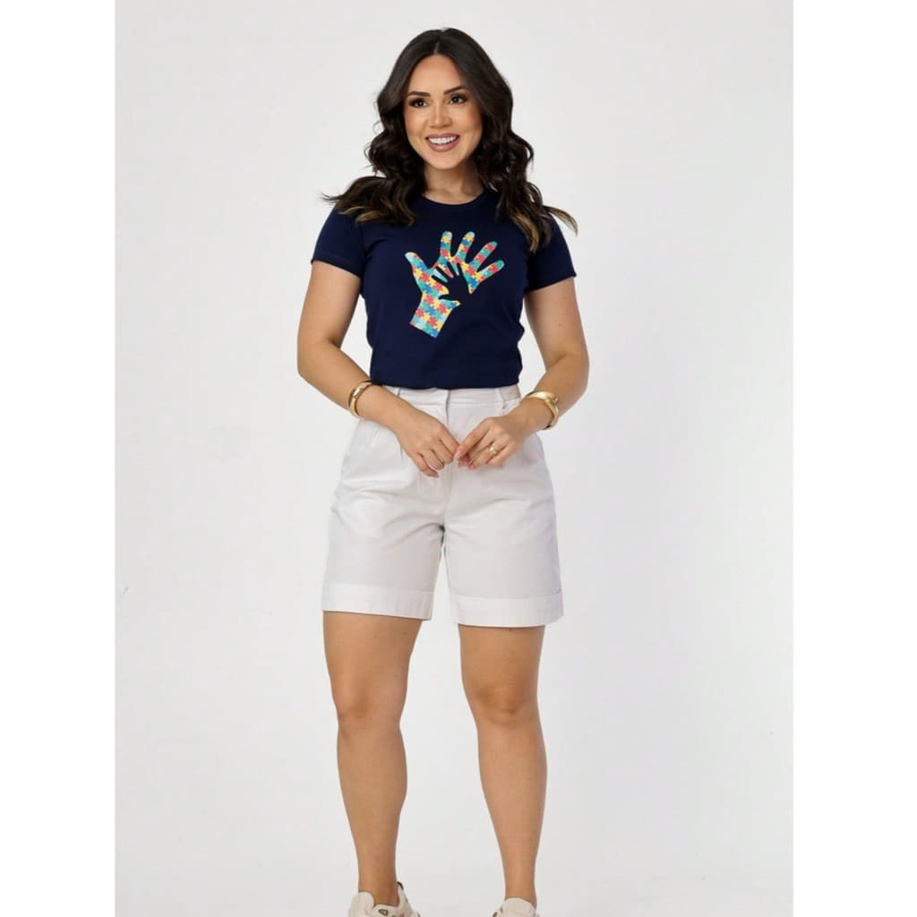 BLUSA FEMININA  DE ALGODAO MAOS APOIADORAS AUTISMOS