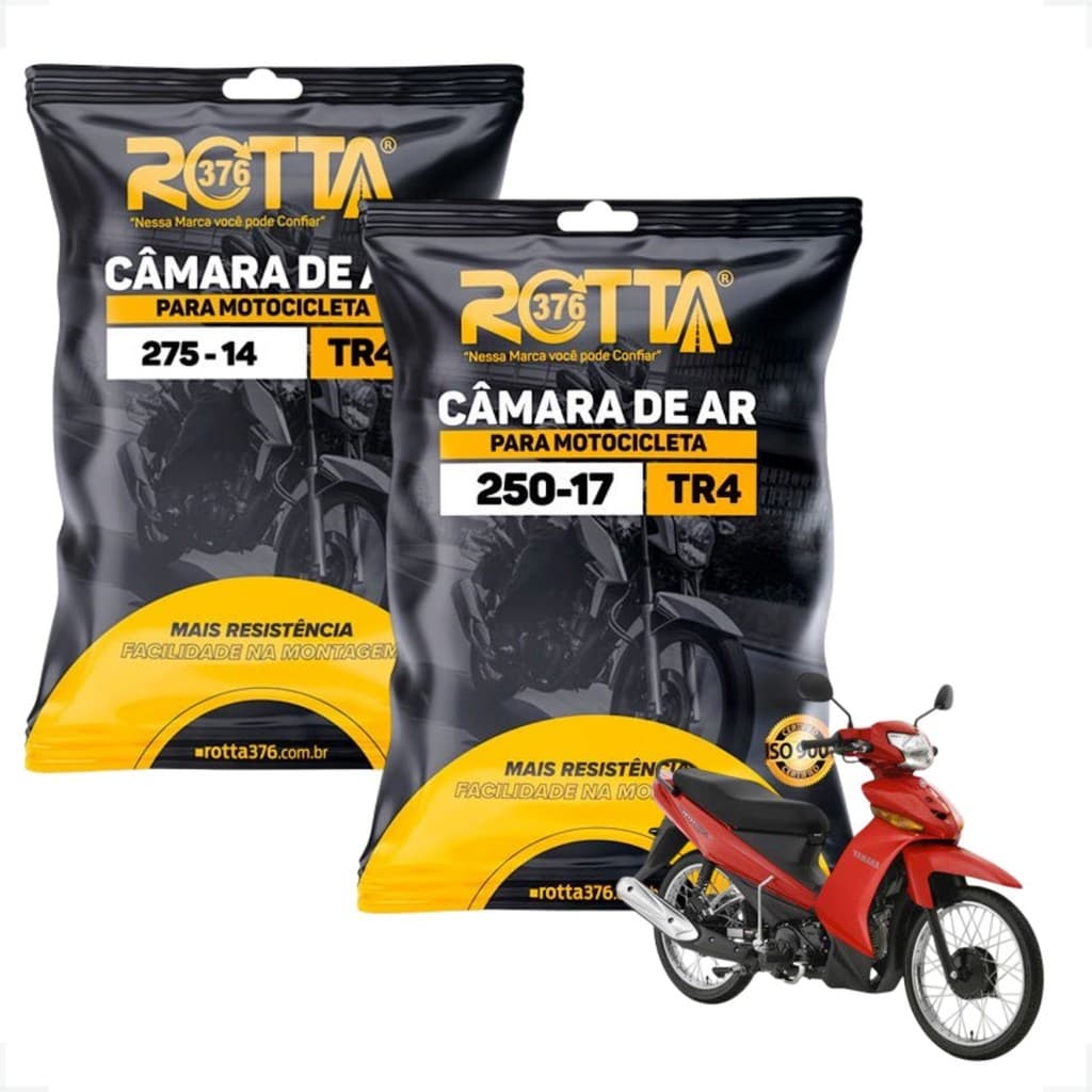 Par 2 Câmaras De Ar Dianteira E Traseira Aro 14 E 17 Biz 110 Alta Resistência Vedação Segura Original