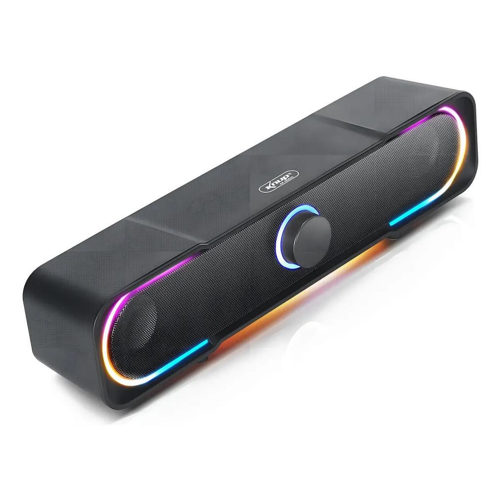 Caixa De Som Para Pc Notebook Soundbar Rgb Gamer P2 Usb Knup Preto