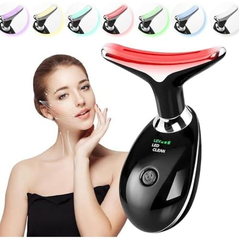 Massageador Facial E Com Terapia De Luz Vermelha , Ferramenta Massageadora Para Rejuvenescimento Da Pele Feminina De 7 C