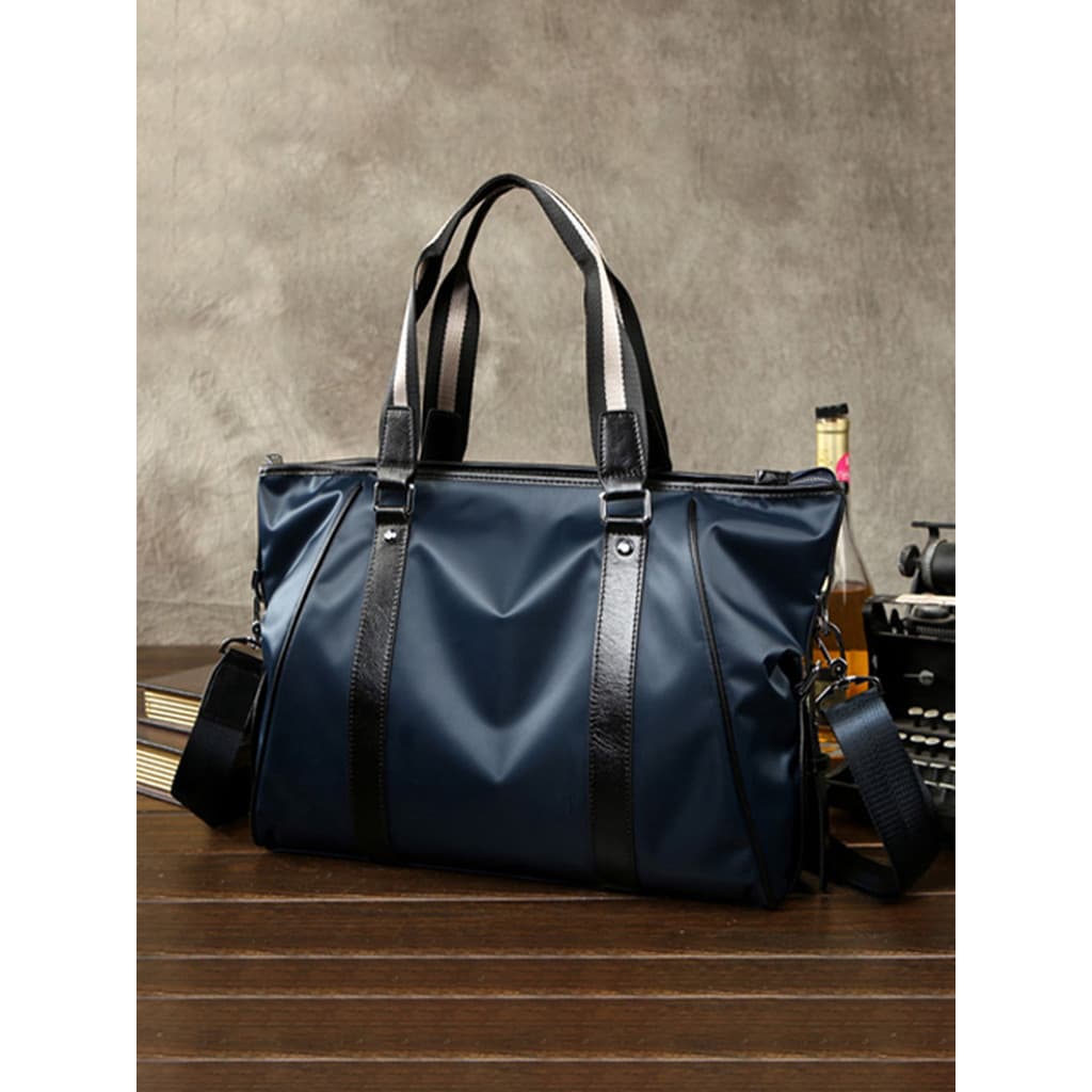 T na moda bolsa masculina bolsa Casual Oxford pano impermeável náilon com couro genuíno ombro Cross-body maleta
