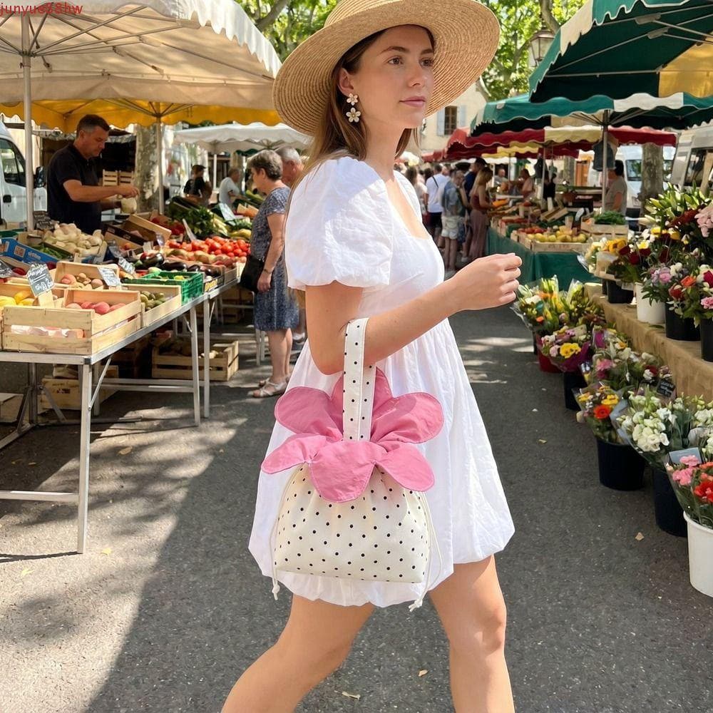 Bolsa Crossbody Com Cordão De Flores JUNYUE , De Bolso Estilo Coreano Brilhante Estrela Flor , Pano