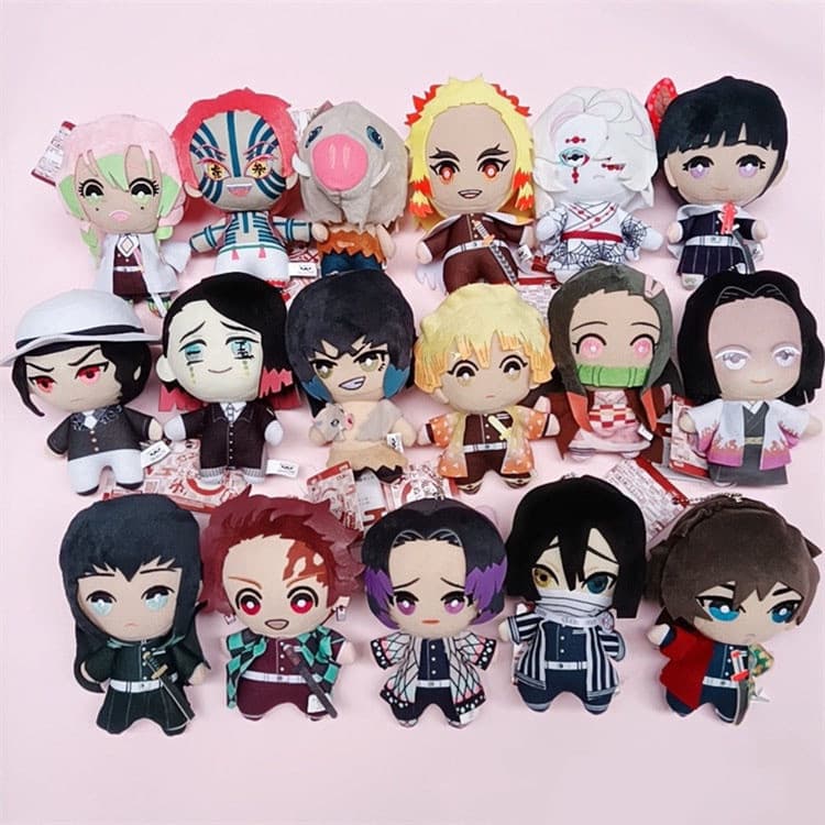 <       15 centímetros de altura >       Brinquedo de pelúcia do anime japonês "Demon Slayer", chaveiro de pelúcia