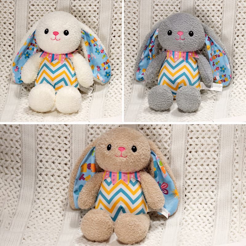 Páscoa listrado coelho boneca crianças boneca de pelúcia boneca menina jogar casa brinquedo Lop-Eared coelho