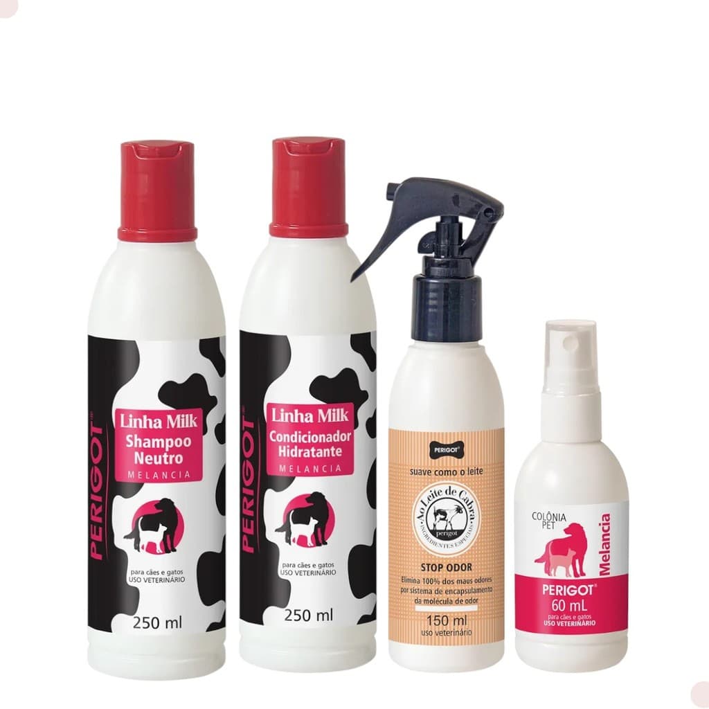 Kit Banho em Casa Melancia 250ml e Banho a Seco Perigot Pet