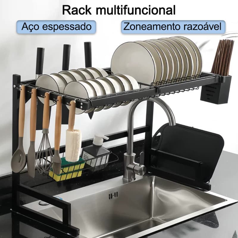 Escorredor De Louça Cozinha Aço Inoxidável Organizador de Louças Aço Reforçado 65cm