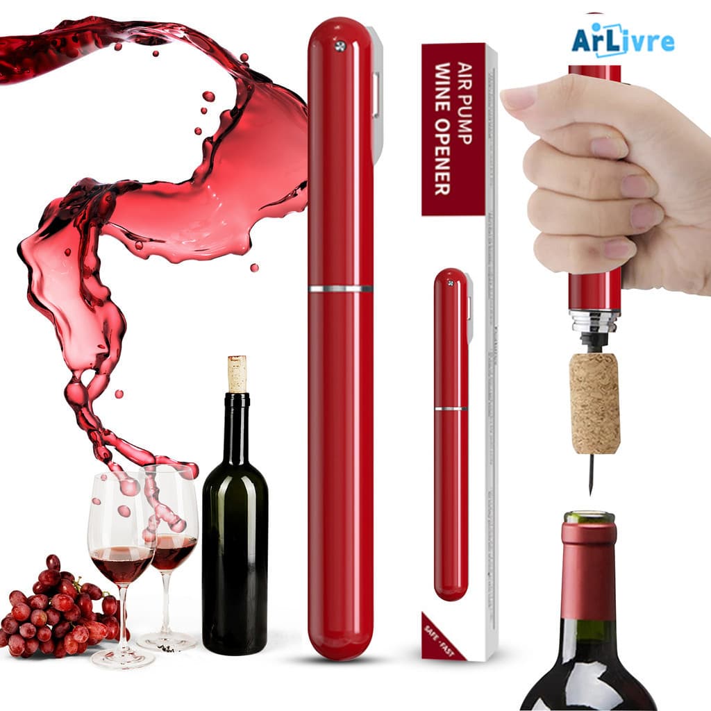 Bomba De Ar De Segurança Abridor De Garrafas De Vinho Com Cortador De Folhas Saca-Rolhas Pino De Aço Inoxidável Pressão