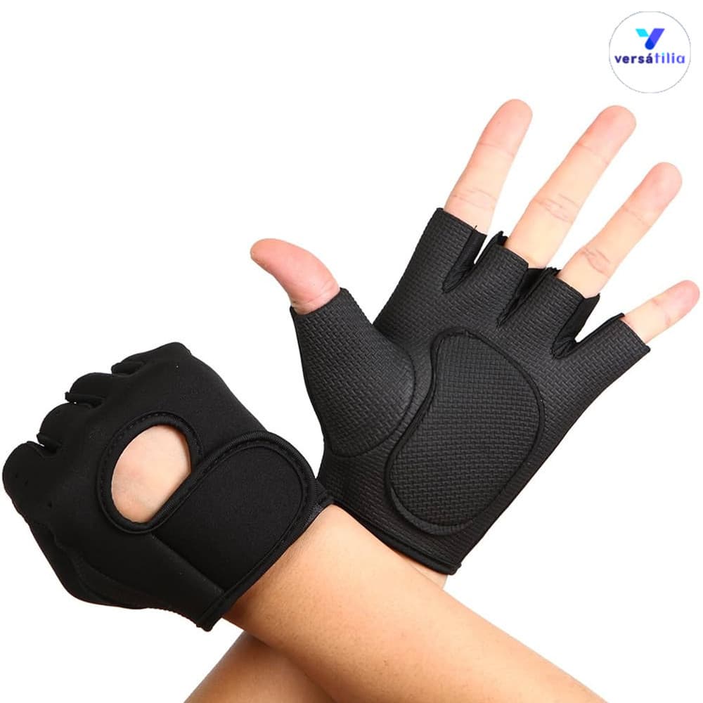 Kit com Par de Luvas de Academia Premium em Neoprene - Otimiza Performance no Treino de Musculação