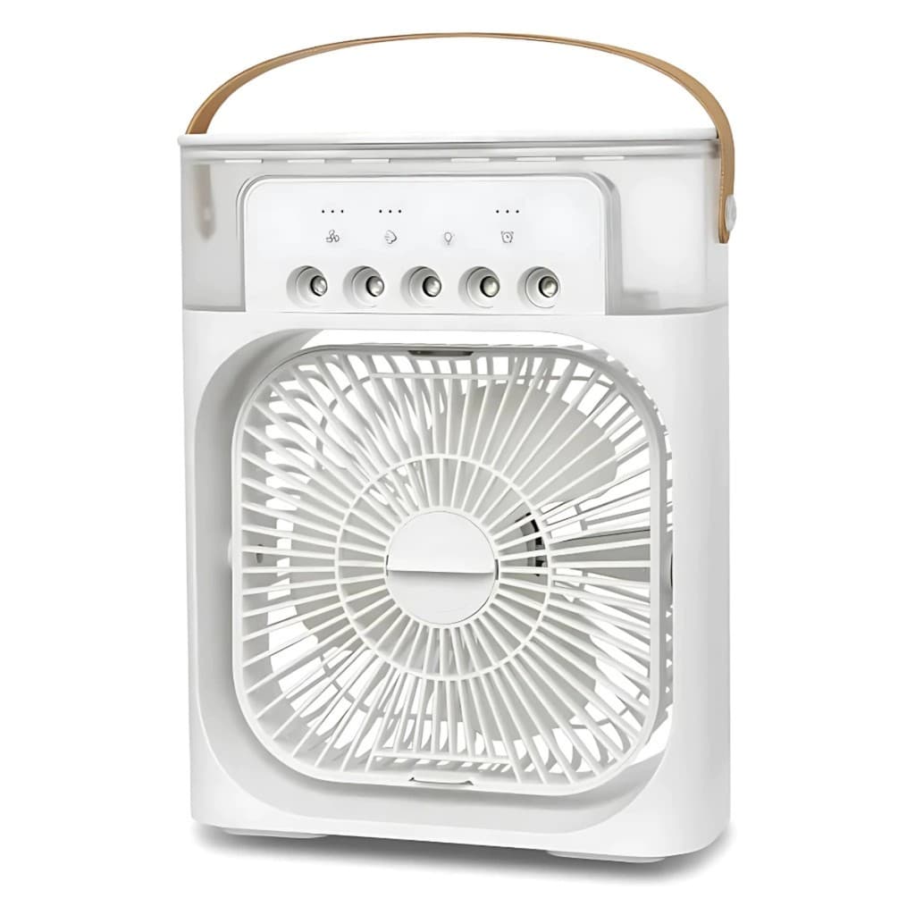 Climatizador Portátil 4 em 1: Ventilador, Umidificador, Aromatizador e LED