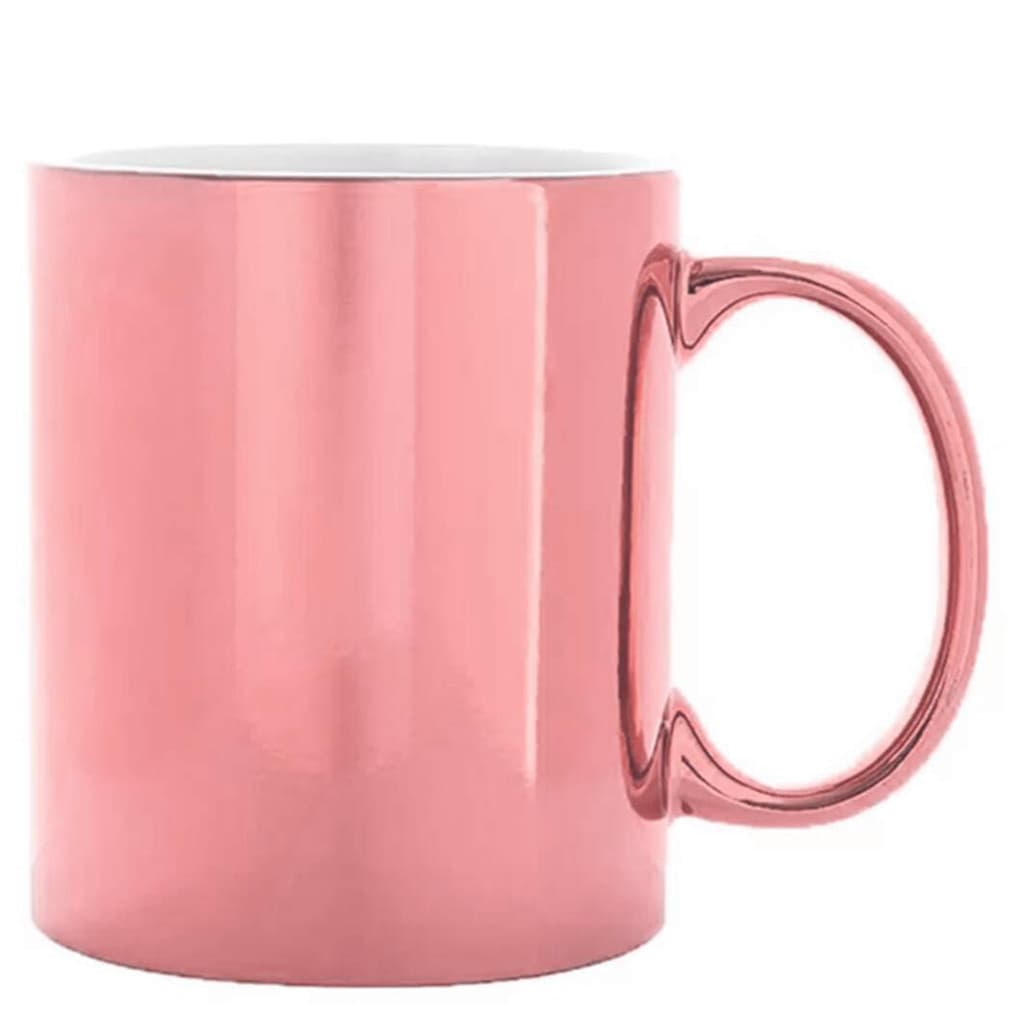 Caneca de Cerâmica Cromada Rose Gold para Sublimação - 325ml