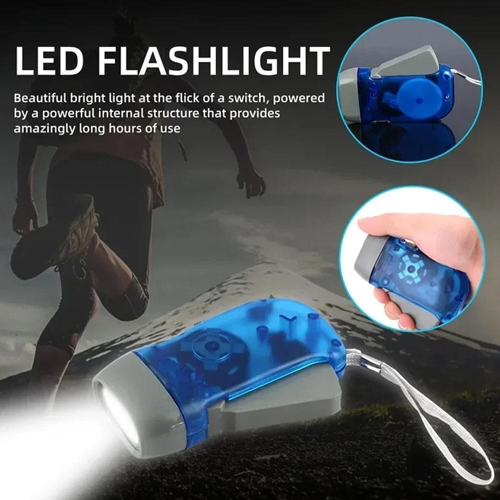 3 LED Mão Pressionando Dínamo Manivela Power Wind Up Lanterna Tocha Luz Imprensa Acampamento Lâmpada Para Casa Ao Ar Liv
