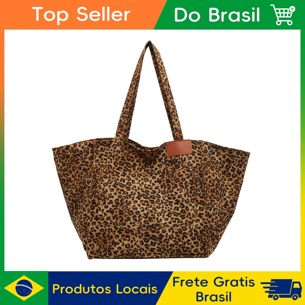 CHENXIAOHONG Bolsa De Mão Feminina Bolsa Grande BolsaGrande Casual Bolsa De Lona Estampa De Leopardo