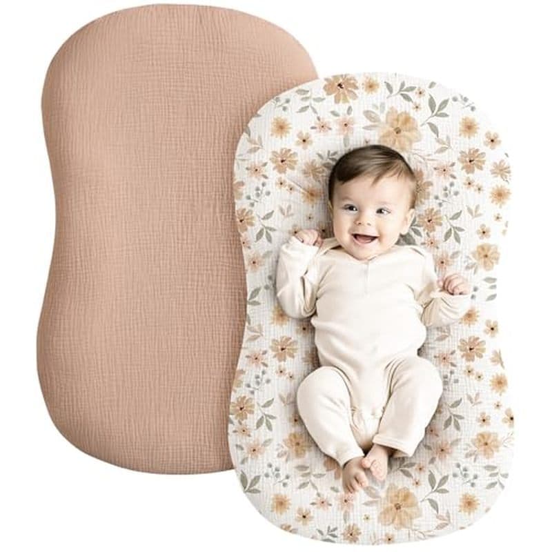 Capa De Musselina Para Espreguiçadeira De Bebê Konssy , Pacote Com 2 , 100 % Algodão Recém-Nascidos Macia E Respirável N
