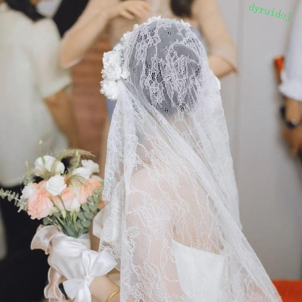 DYRUIDOJ1 Véu De Renda , Mantilla De Noiva Estilo Espanhol Preto E Branco , Cobertura De Cabeça Elegante Para Casamento