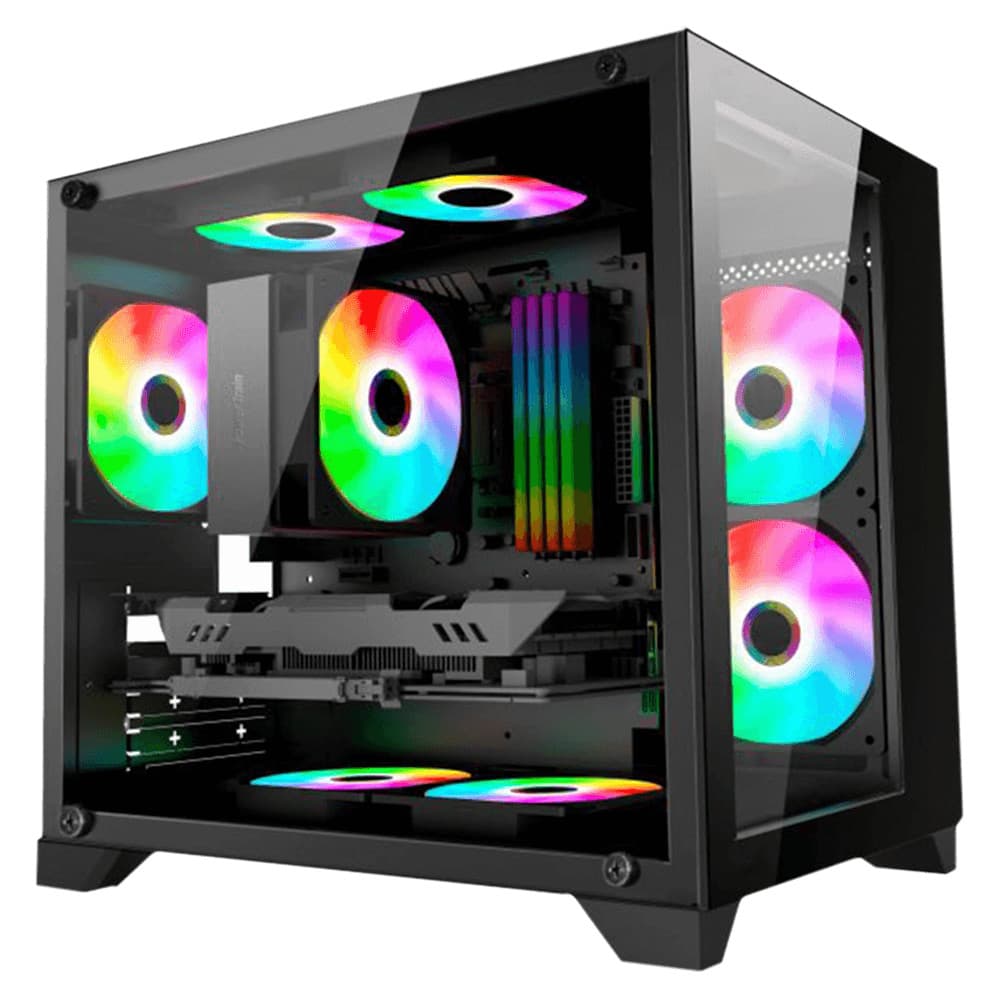 Gabinete Gamer K-mex Aquário CG-01AD, Space Z, Lateral de Vidro, MicroATX, MidTower, Sem Fans, Preto