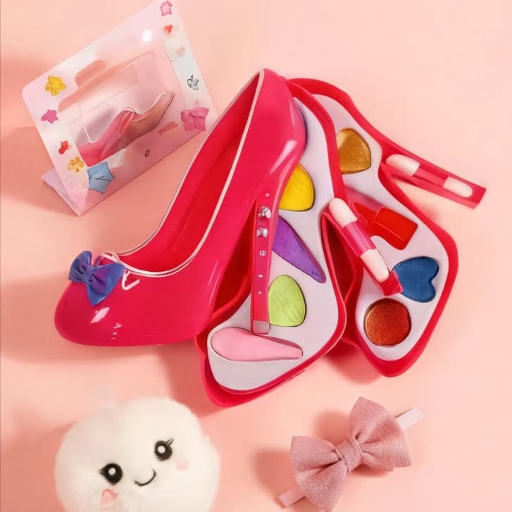Kit Maquiagem Infantil Sapato Rosa, Presente para Meninas - Brinquedo Educativo - Pronta Entrega