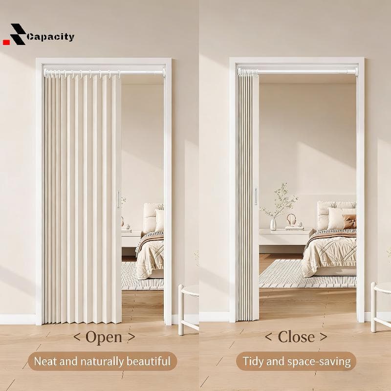 Cortina De Porta Dobrável Com Capacidade , Fácil Instalação , Design Sem Perfuração , Partição Elegante , Privacidade Pa