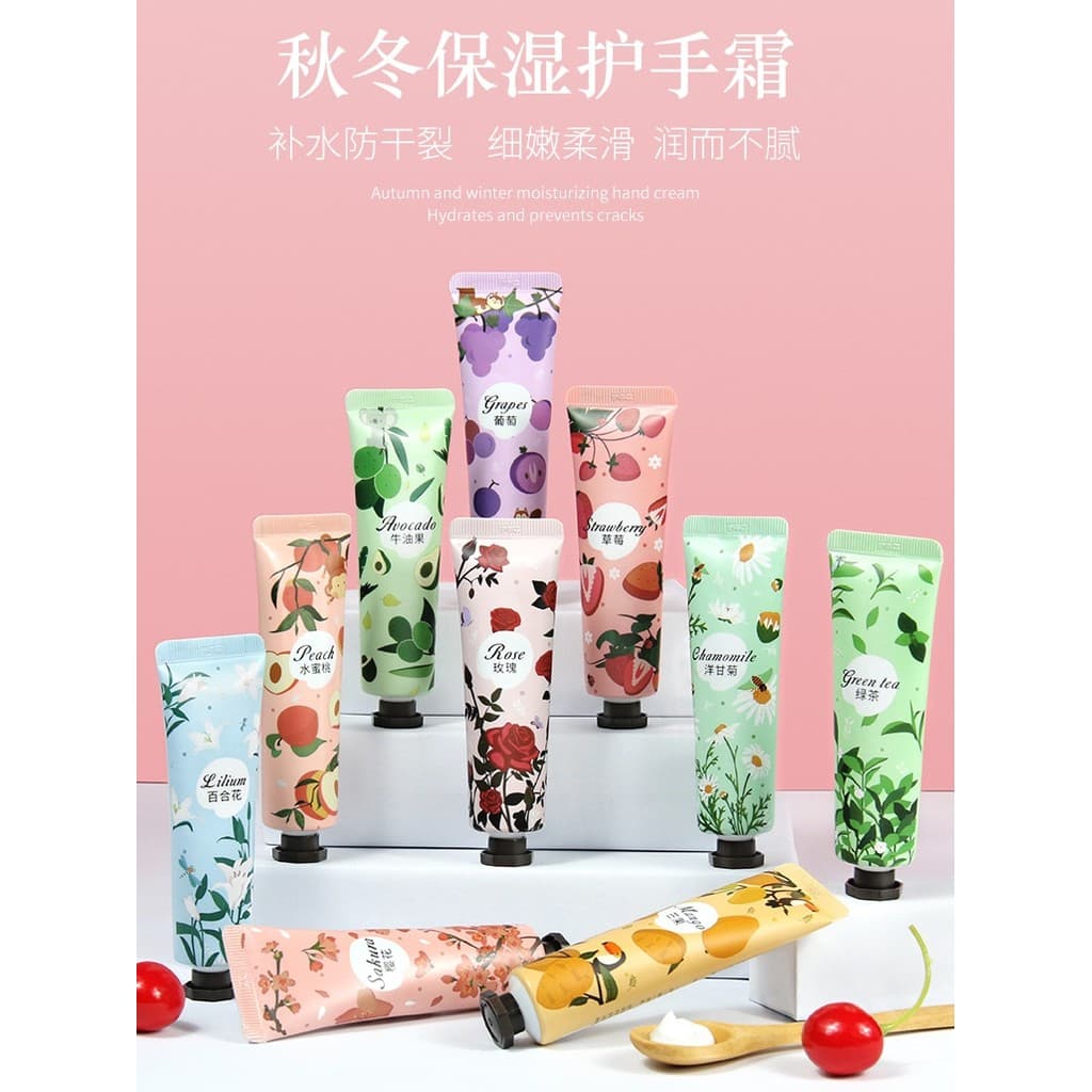 Creme para as mãos genuíno flor de cerejeira abacate morango pêssego rosa chá verde hidratante hidratante Anti-rachadura