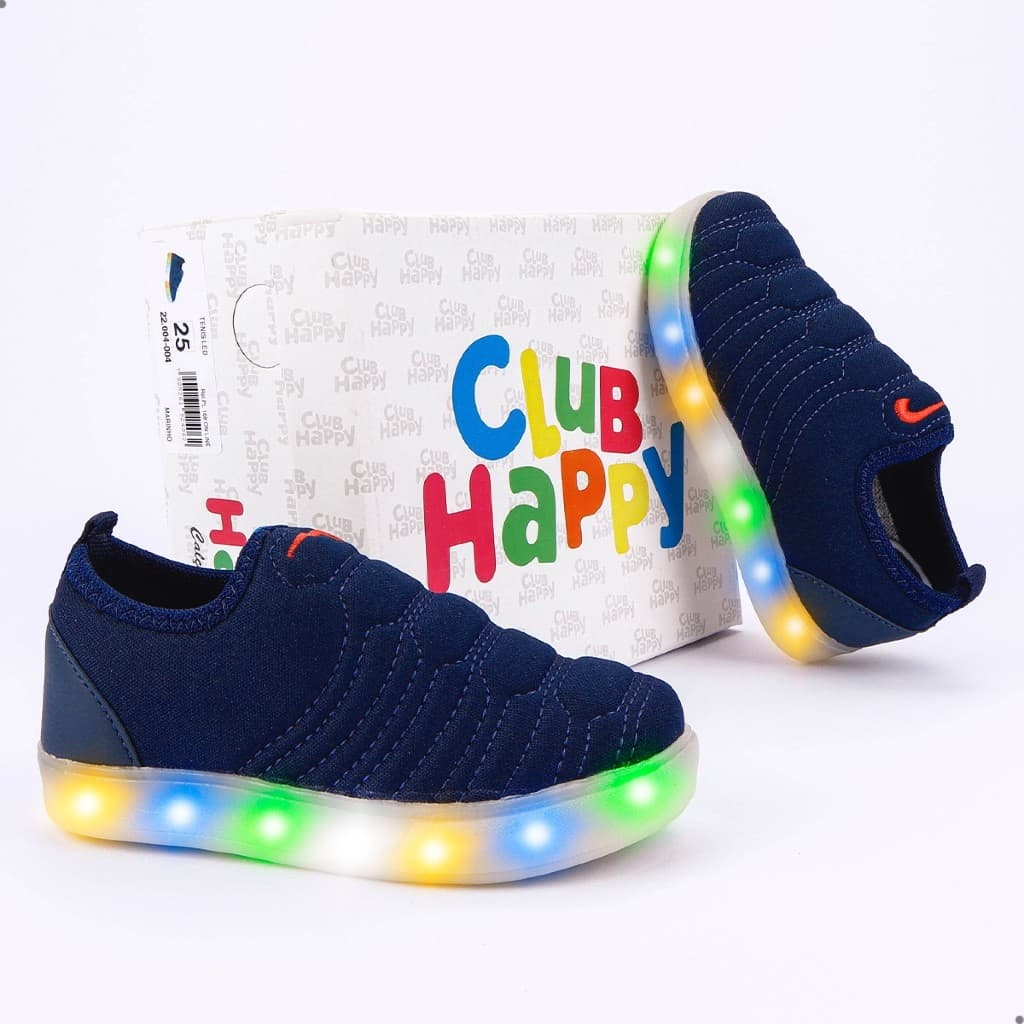 Tenis Infantil Menino Led Tenis Infantil Masculino Led Pisca Pisca Luz Club Happy