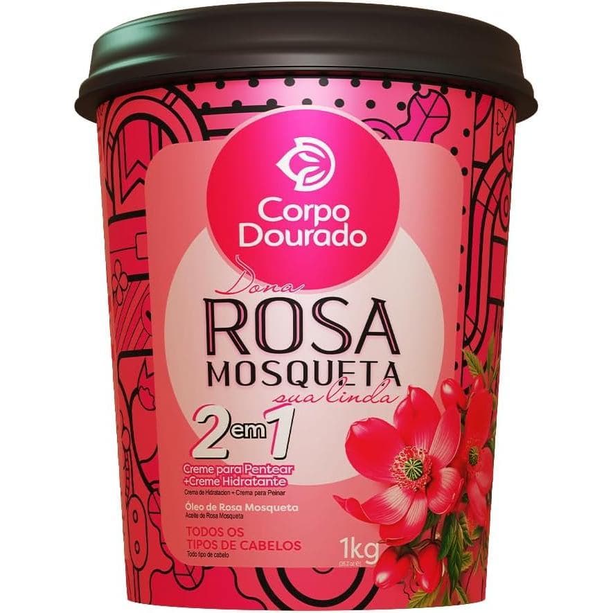 AMADO POTÃO 2 EM 1 (MÁSCARA HIDRATANTE E CREME PARA PENTEAR) DONA ROSA MOSQUETA SUA LINDA 1KG