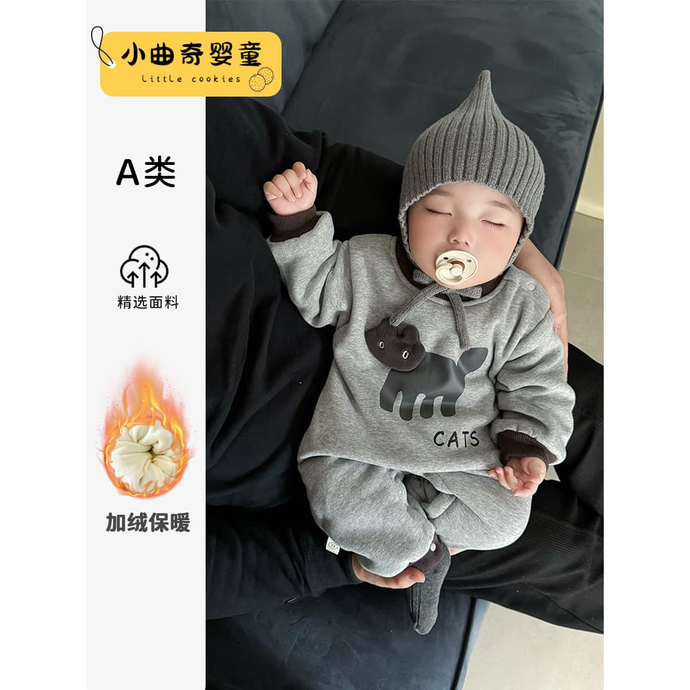W inverno roupas de bebê bonito quente macacão velo Bodysuit bebê outono inverno novo estilo macacão roupas de inverno m