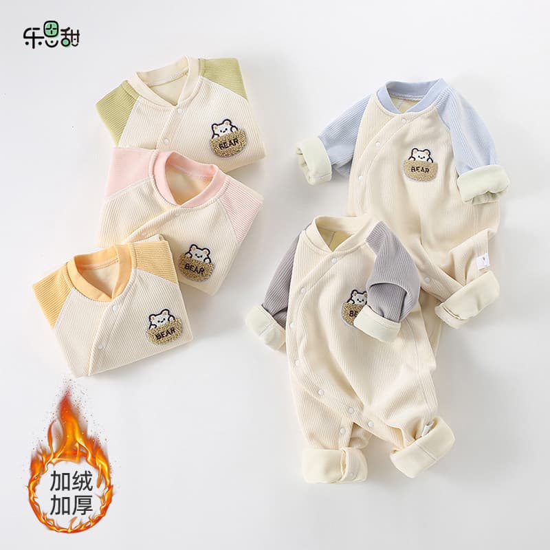 Macacão de bebê outono inverno forro de lã engrossado quente Outing roupas recém-nascidos pijamas bebê outono inverno ro