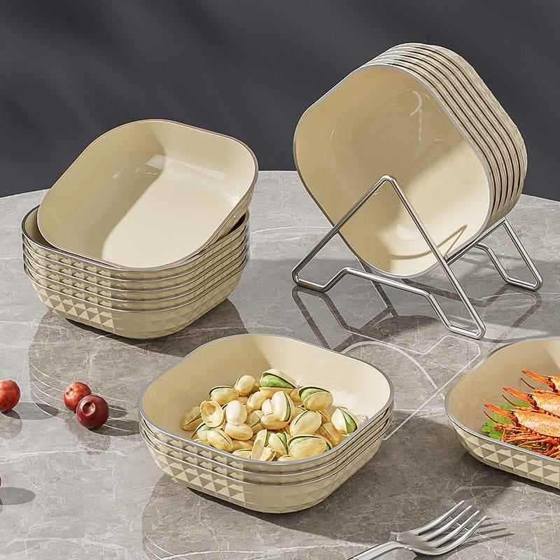 Prato de osso de cuspe, mesa de jantar doméstica, prato de lixo, luz de luxo, prato de osso, de plástico, embalage